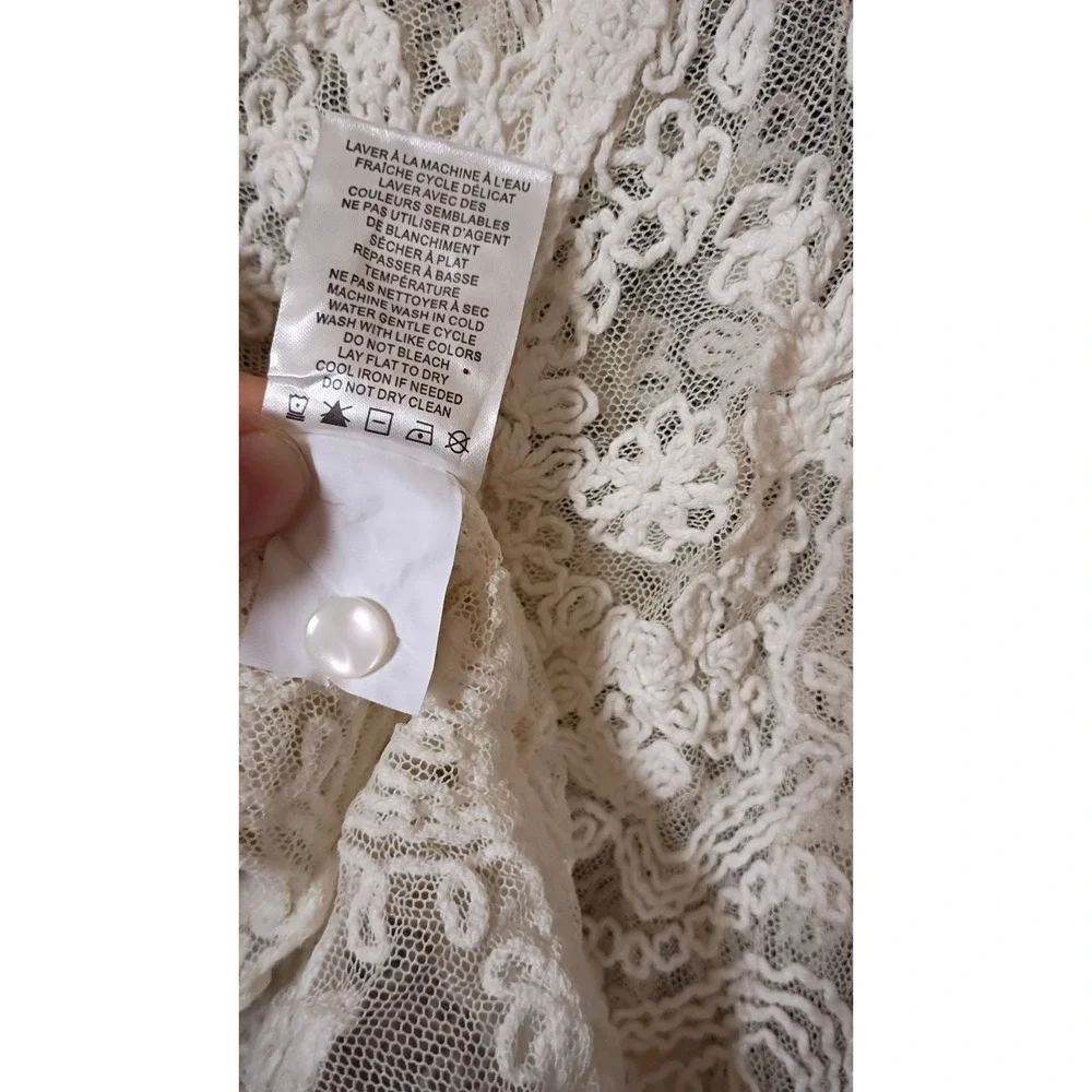 100% Cotton Embroidered Lace Bell Sleeve Size M Cardigan Cottagecore Boho